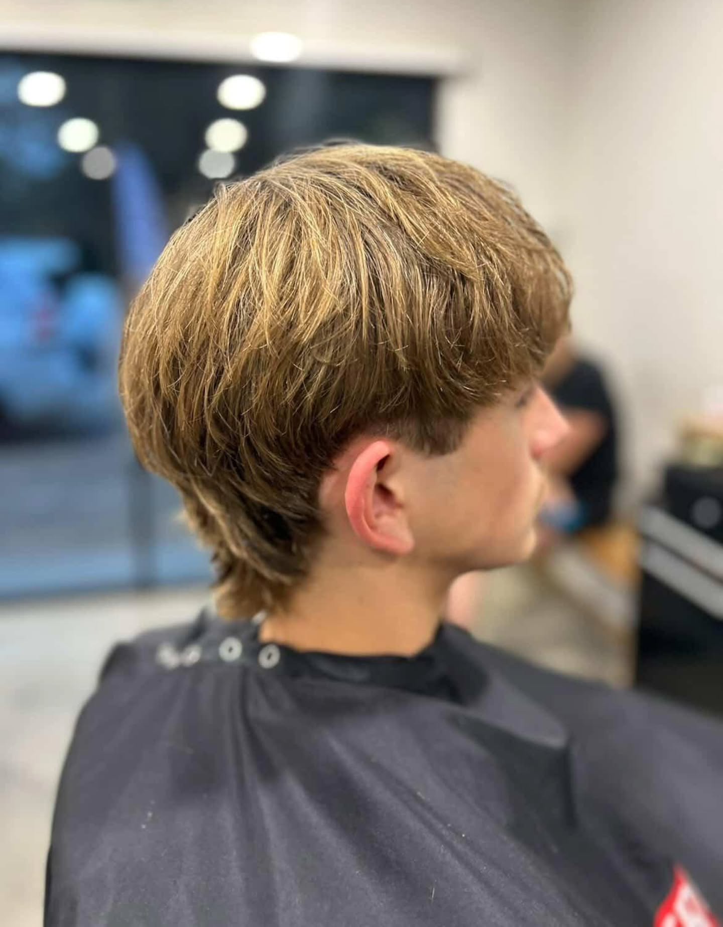 Finished long textured cut, back view