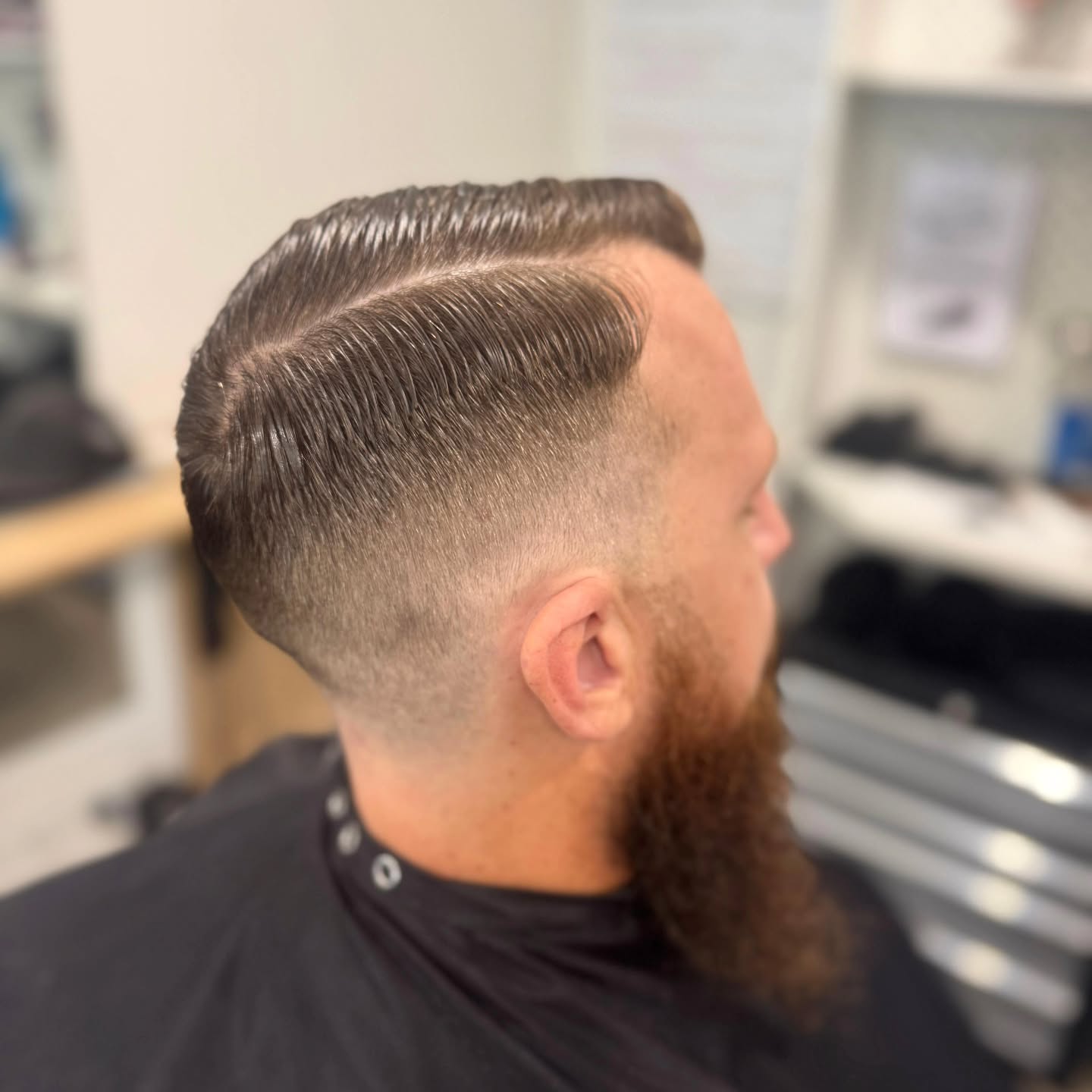 Hard part, skin fade and full beard