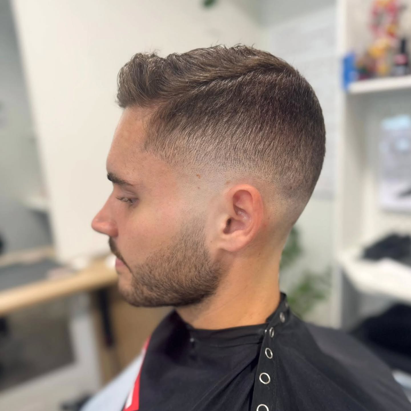Short crop with a fade, side view