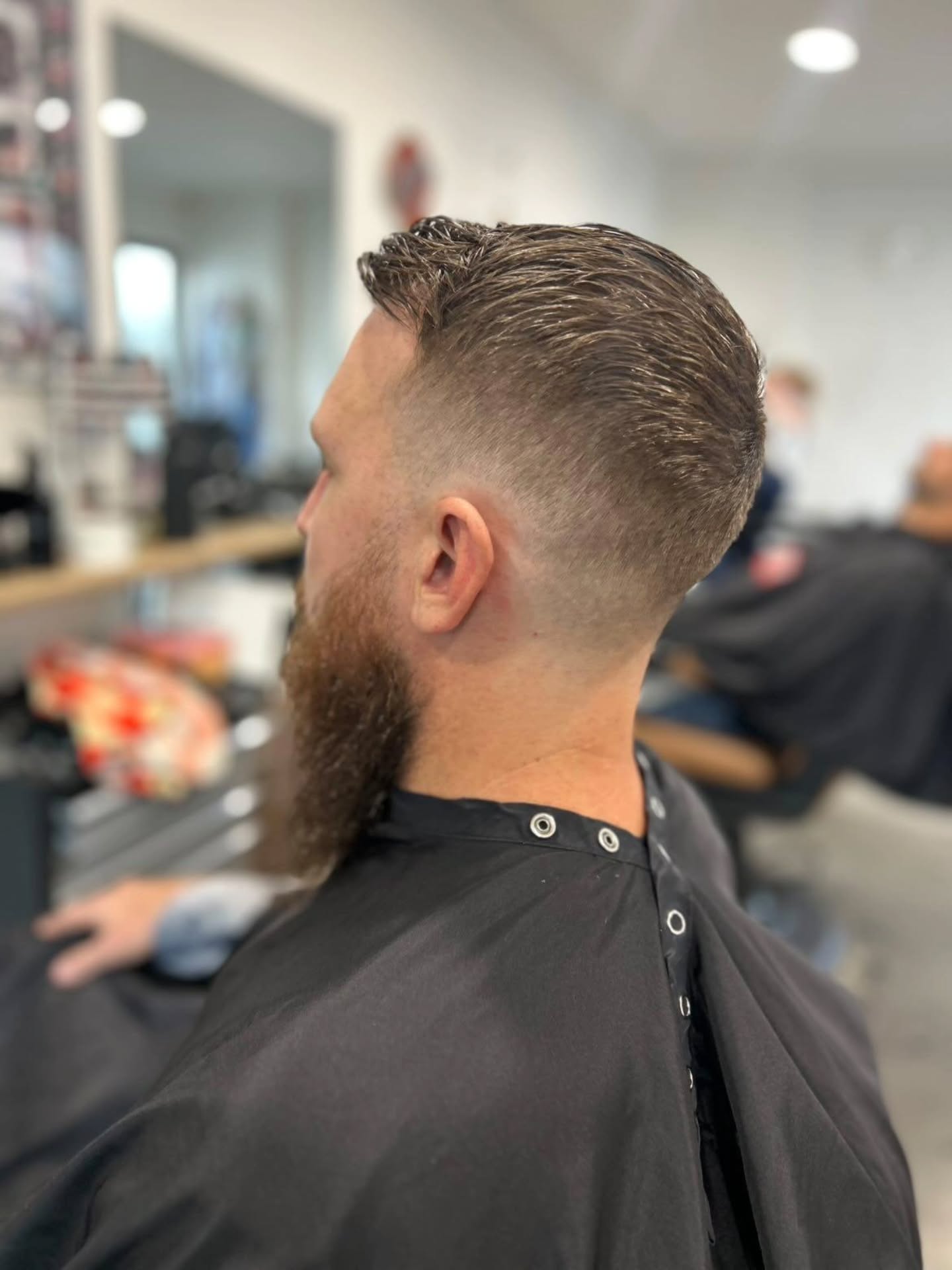 Fade with a shaped beard, side view